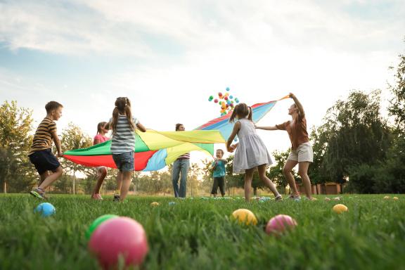 Children playing in summer